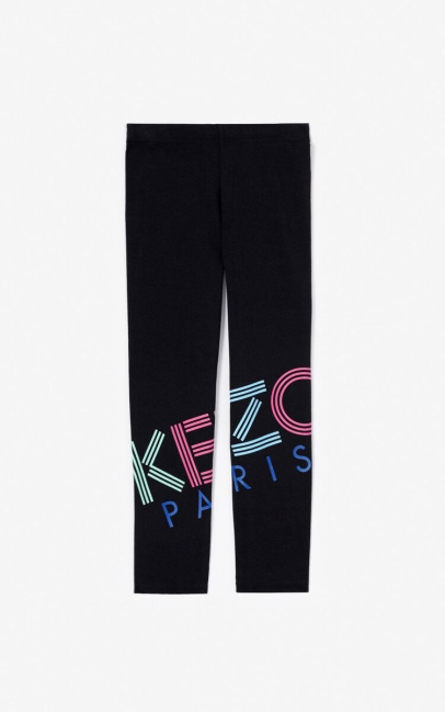 Kenzo Kids Multicoloured Kenzo Logo Leggings Black